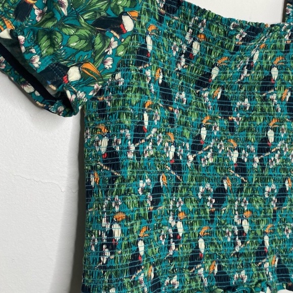Anthro DOLAN Smocked Puff-Sleeved Toucan Top S - Picture 7 of 12